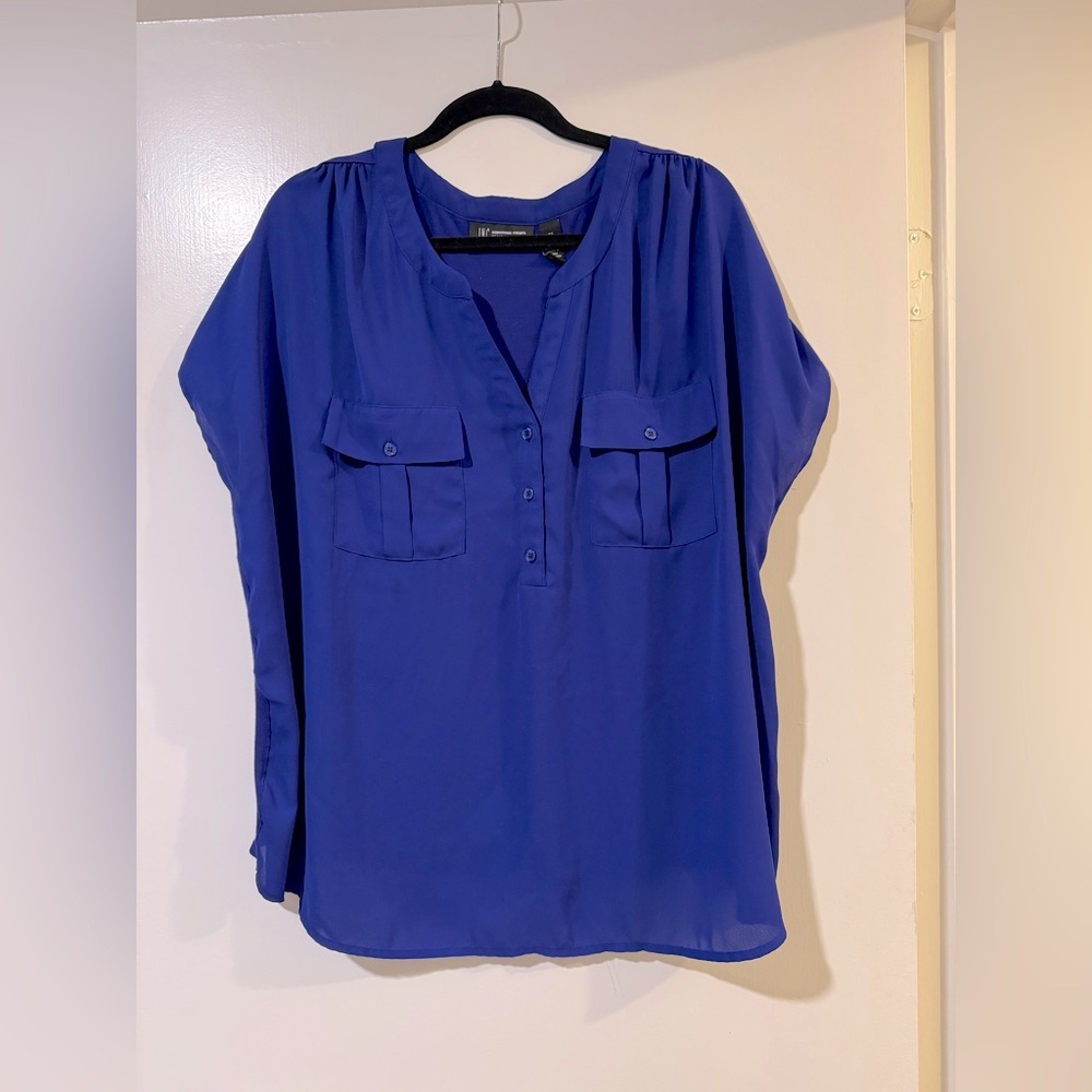 INC international concepts mixed media short sleeve top size 3x dolman knit.